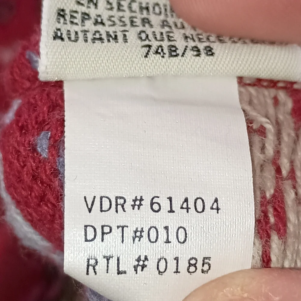 Womens Eddie Bauer Red Blue Beige Fair Isle Sweater Size Large Made in USA